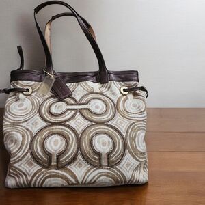 Coach Aubrey Elegant Brown Patterned Tote Bag EUC 2011